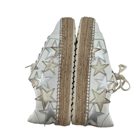 Marc Fisher White Gold Silver Star Platform Jute Sneakers Size 7 1/2 Women’s - Picture 8 of 10